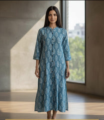 Sky Blue Printed Kurta Set for Women