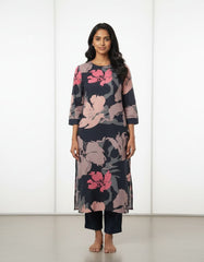 Black Printed Kurta Set for Women