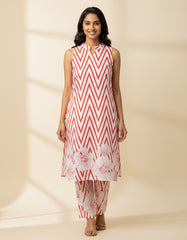 White Printed Kurta Set for Women