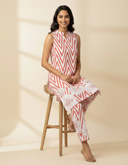 White Printed Kurta Set for Women