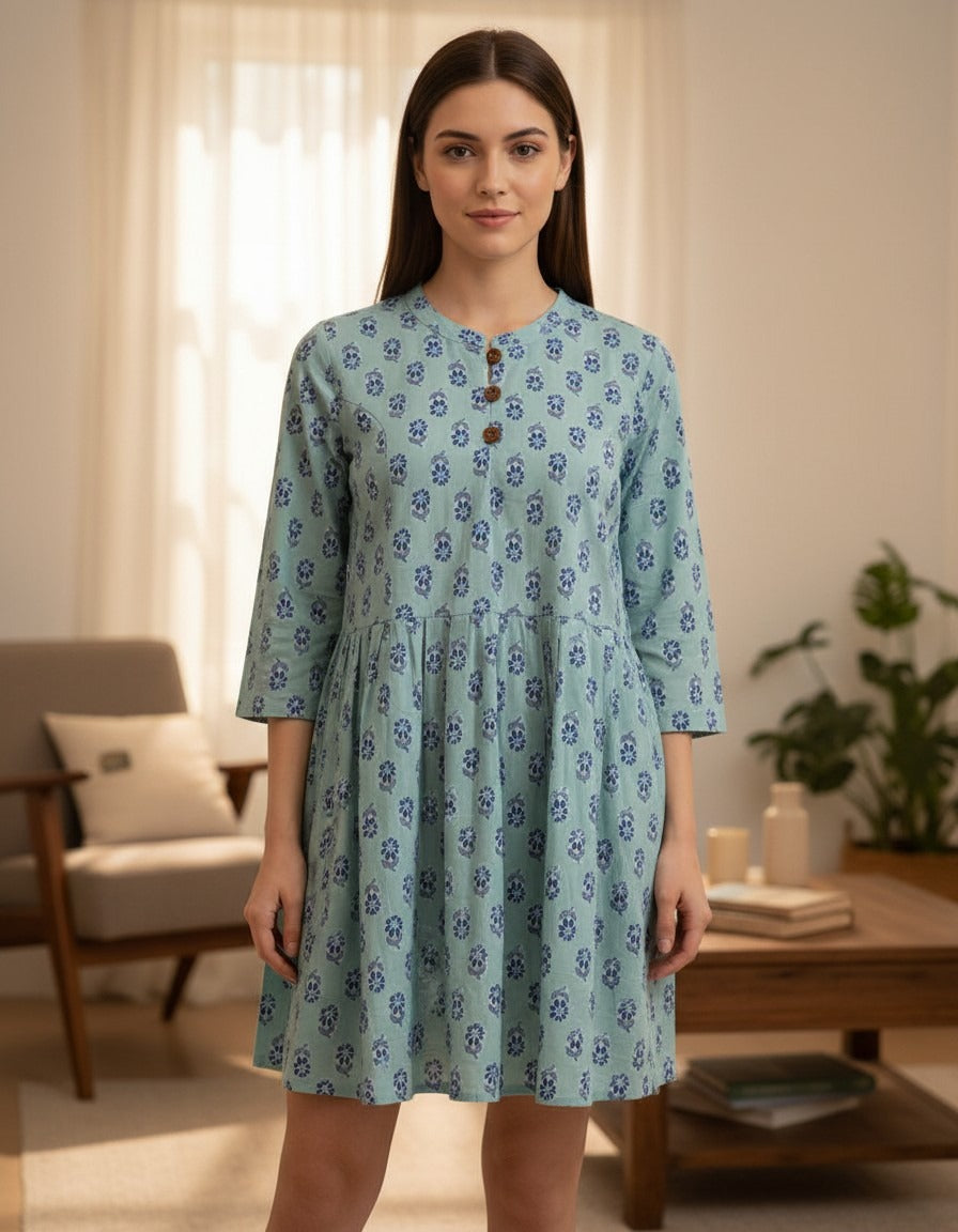 Green Printed Blouse for Women
