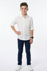 White Cotton-Linen Shirt for Kids