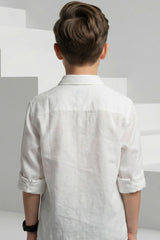 White Cotton-Linen Shirt for Kids