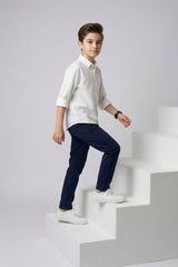 White Cotton-Linen Shirt for Kids
