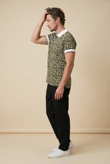 Green All-Over Printed Polo T-shirt for Men