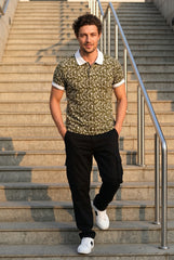 Green All-Over Printed Polo T-shirt for Men